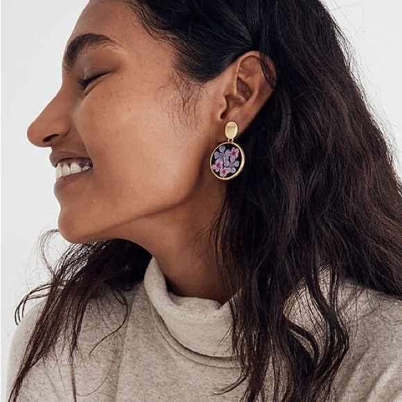 NWT Madewell Pressed Flower Statement Earrings - Picture 2 of 3